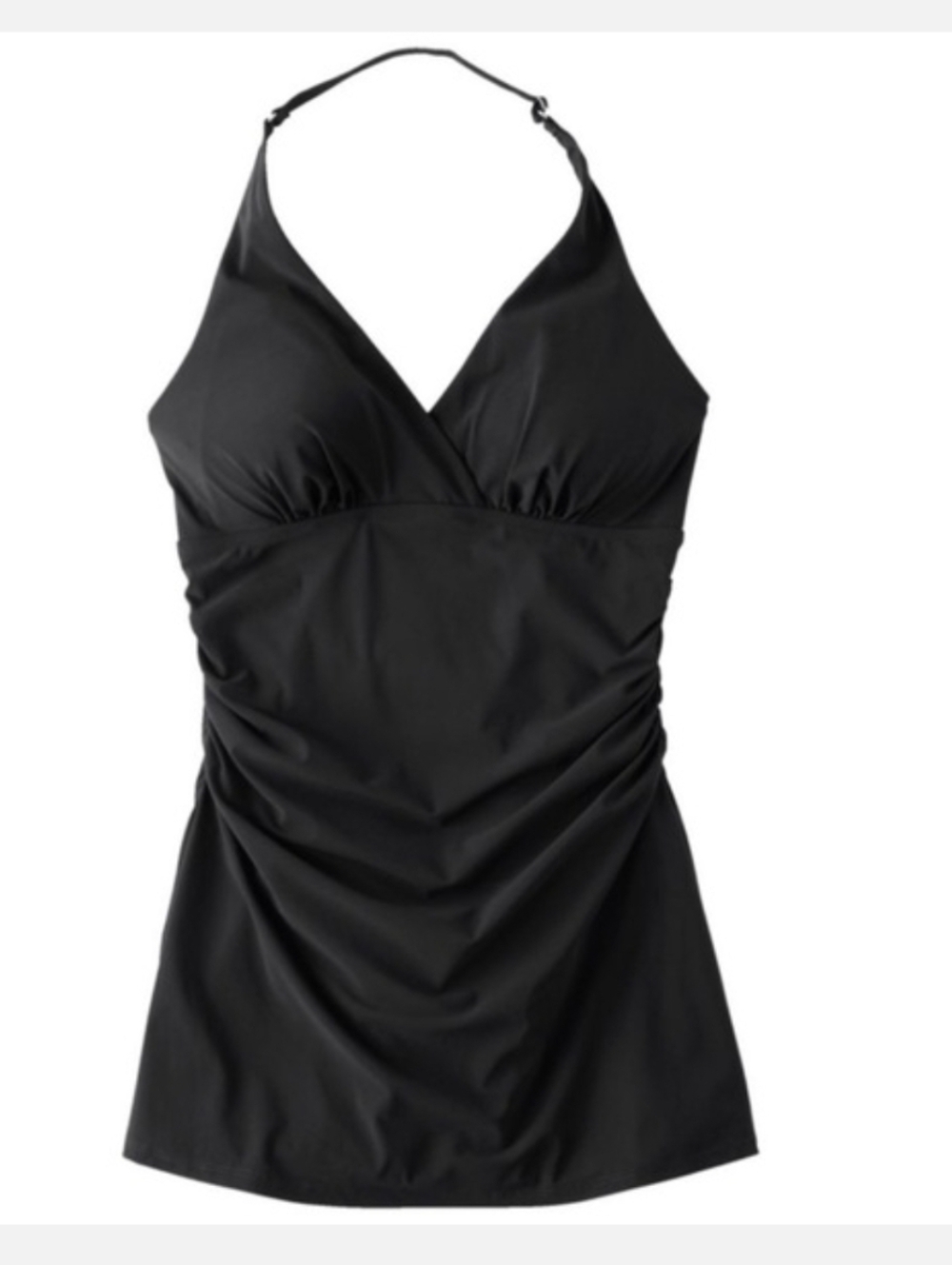 LL Bean One Piece Swimsuit Black Skort Halter Strap Women Size 8 - Picture 2 of 3